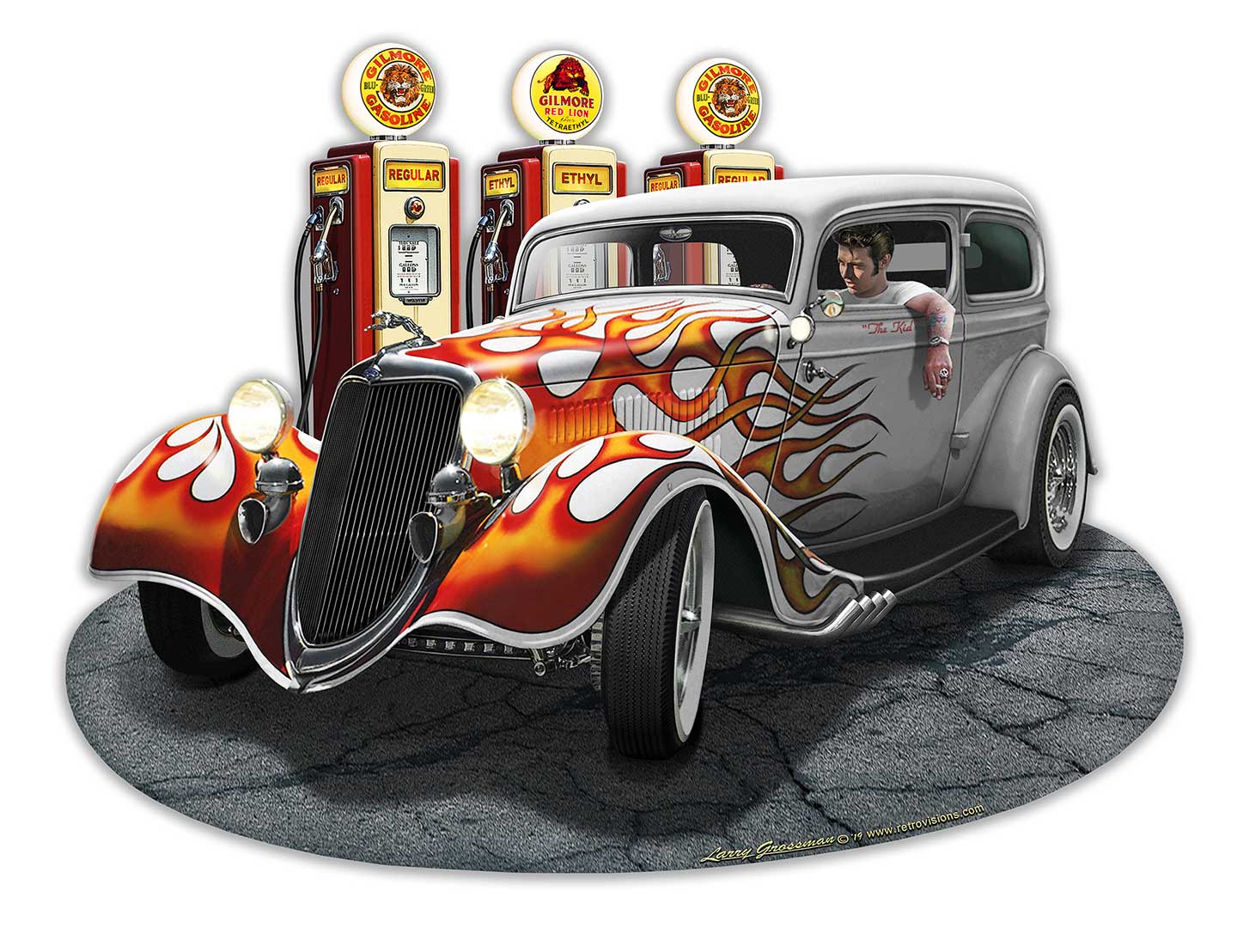 1934 Rod Sedan Fill-up Vintage Sign, Automotive, Metal Sign, Wall Art, 18 X 14 Inches