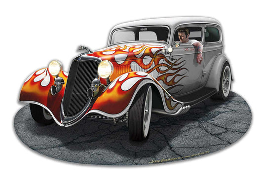 1934 Rod Sedan Vintage Sign, Automotive, Metal Sign, Wall Art, 18 X 12 Inches