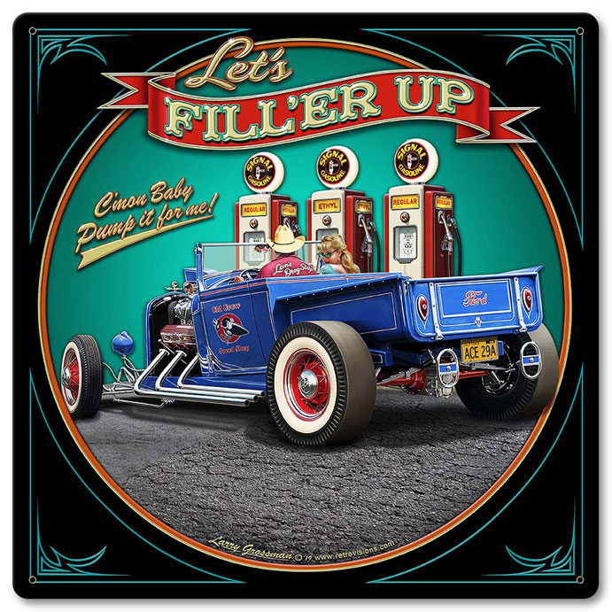 1929 Rod Pick-up Fill-up Vintage Sign, Automotive, Metal Sign, Wall Art, 12 X 12 Inches