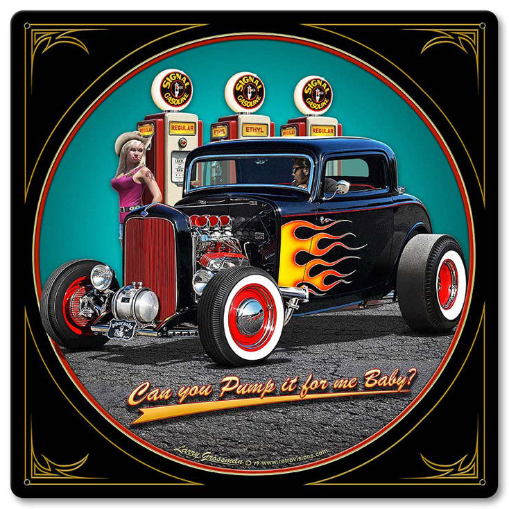 1932 Deuce Coupe Fill-up Vintage Sign, Automotive, Metal Sign, Wall Art, 12 X 12 Inches