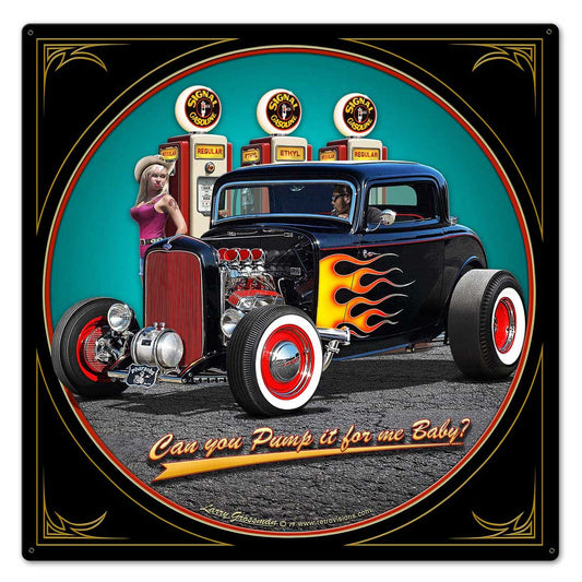 1932 Deuce Coupe Fill-up Vintage Sign, Automotive, Metal Sign, Wall Art, 24 X 24 Inches