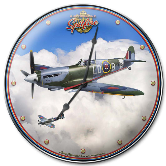 Spitfire RAF Fighter Plane, Aviation, Metal Sign, Wall Art, 14 X 14 Inches