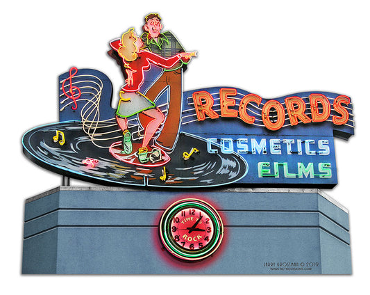 1956 Records Sign Building Vintage Sign, Automotive, Metal Sign, Wall Art, 18 X 15 Inches