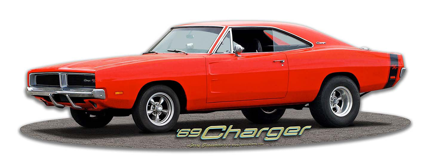 1969 Dodge Charger Vintage Sign, Automotive, Metal Sign, Wall Art, 18 X 6 Inches