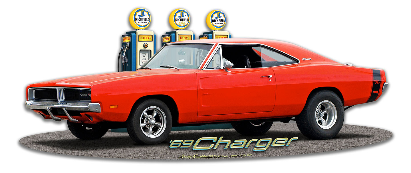 1969 Dodge Charger Fill-up Vintage Sign, Automotive, Metal Sign, Wall Art, 18 X 8 Inches