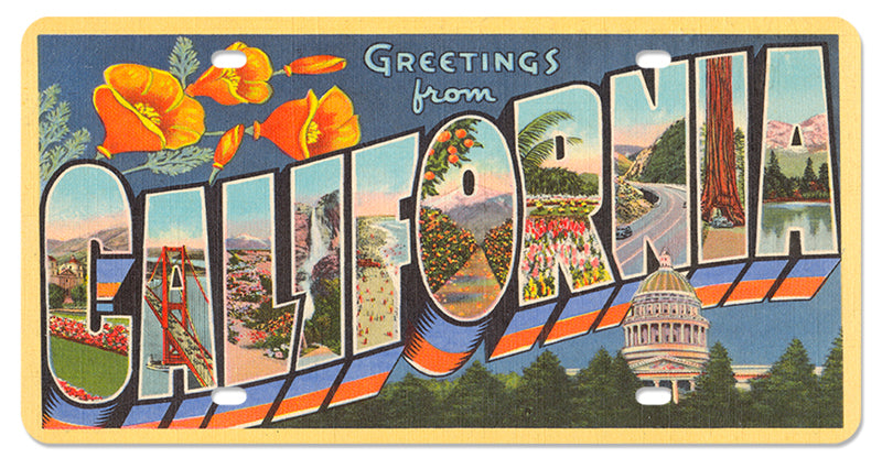Greeting From California Vintage Sign, Automotive, Metal Sign, Wall Art, 12 X 6 Inches