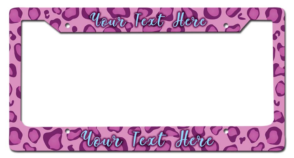 PInk Leopard LIcense Frame Vintage Sign, Automotive, Metal Sign, Wall Art, 12 X 6 Inches