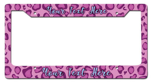 PInk Leopard LIcense Frame Vintage Sign, Automotive, Metal Sign, Wall Art, 12 X 6 Inches