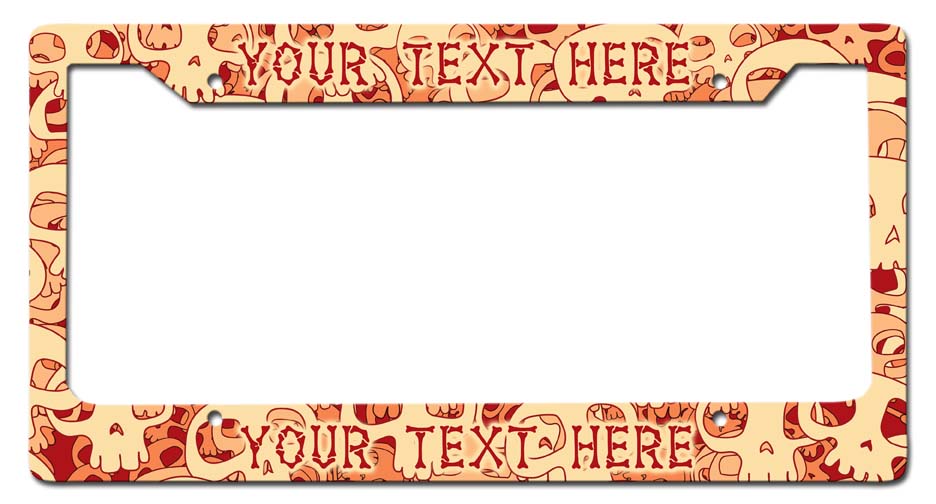 Skulls Personalized License Frame Vintage Sign, Automotive, Metal Sign, Wall Art, 12 X 6 Inches