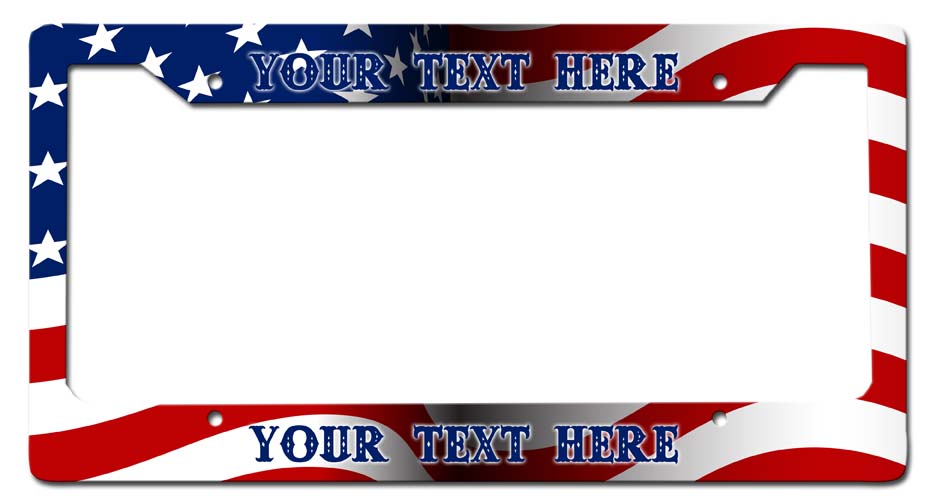 US Flag Personalized License Frame Vintage Sign, Automotive, Metal Sign, Wall Art, 12 X 6 Inches