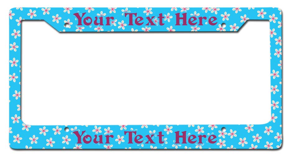 Tropical Flowers Personalized License Frame Vintage Sign, Automotive, Metal Sign, Wall Art, 12 X 6 Inches