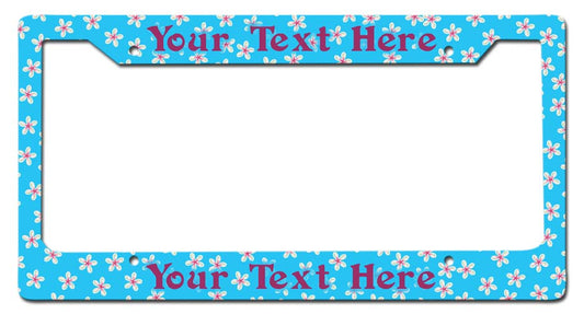 Tropical Flowers Personalized License Frame Vintage Sign, Automotive, Metal Sign, Wall Art, 12 X 6 Inches