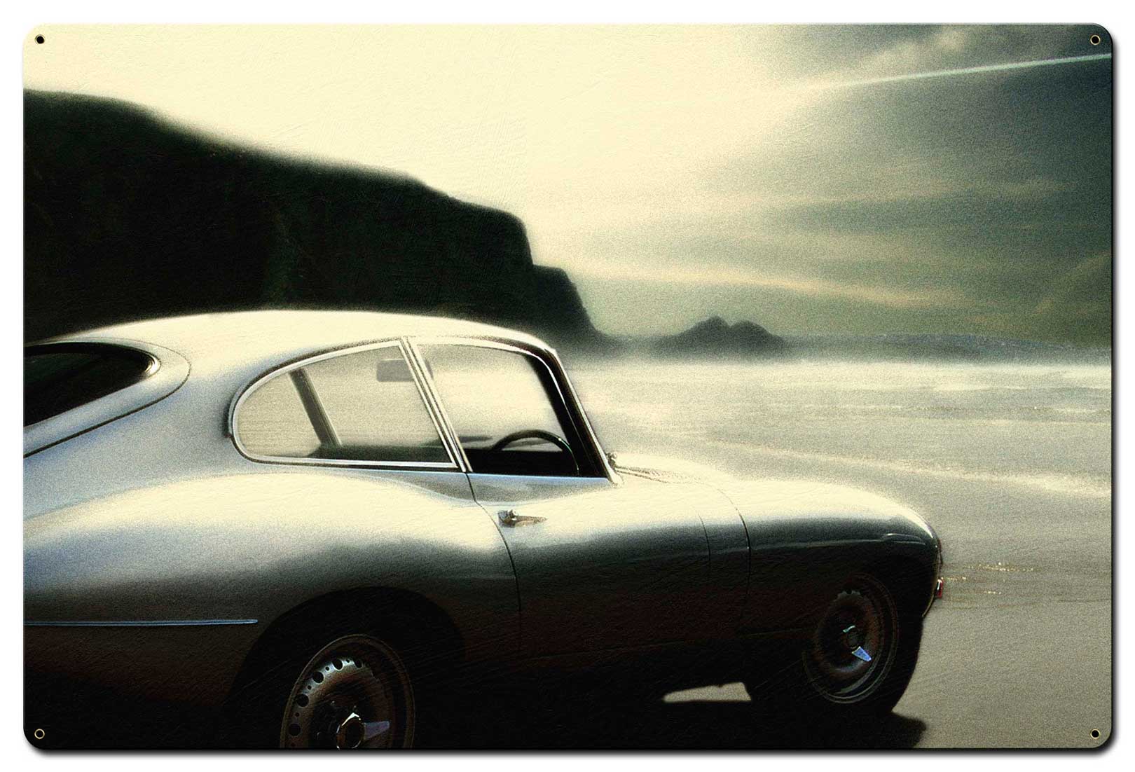 On The Beach Vintage Sign, Oil & Petro, Metal Sign, Wall Art, 36 X 24 Inches