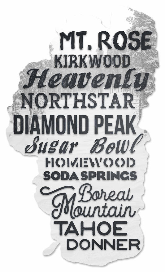 Tahoe Ski Resorts Vintage Sign, Travel, Metal Sign, Wall Art, 18 X 30 Inches