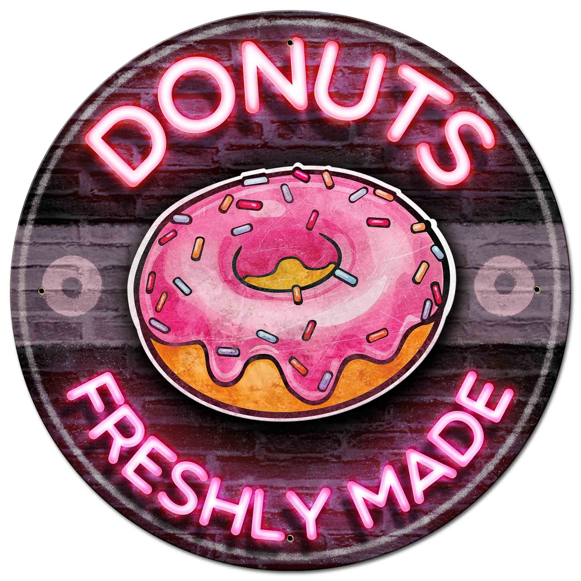 Donuts Made Fresh 3-D Vintage Sign, 3-D, Metal Sign, Wall Art, 28 X 28 Inches