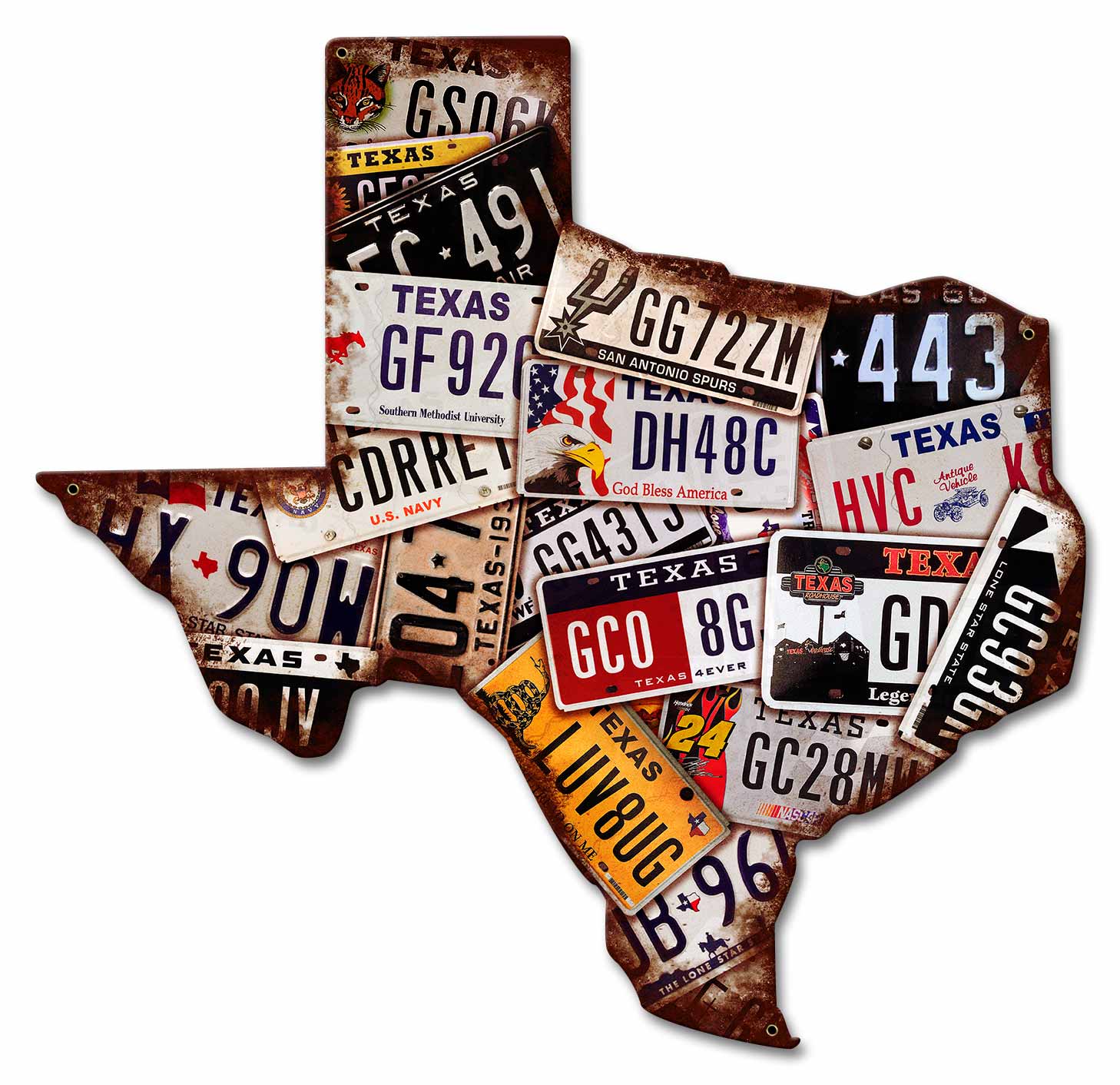 Texas License Plates Vintage Sign, License Plates, Metal Sign, Wall Art, 19 X 19 Inches