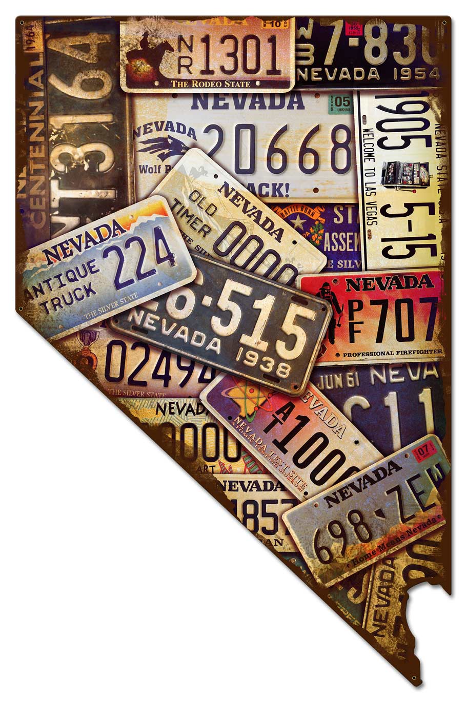 Nevada License Plates Vintage Sign, License Plates, Metal Sign, Wall Art, 24 X 37 Inches