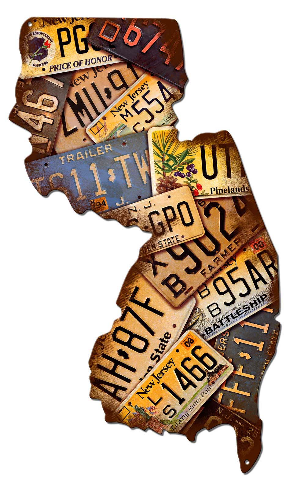 New Jersey License Plates Vintage Sign, License Plates, Metal Sign, Wall Art, 18 X 36 Inches