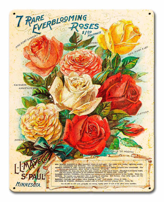 Vintage Roses Vintage Sign, Home & Garden, Metal Sign, Wall Art, 12 X 15 Inches