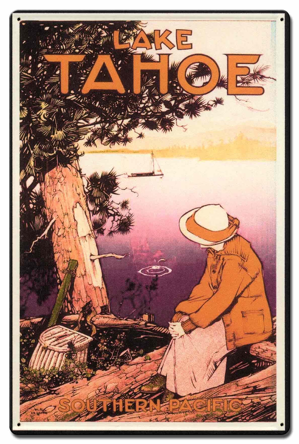 Lake Tahoe Vintage Sign, Travel, Metal Sign, Wall Art, 16 X 24 Inches