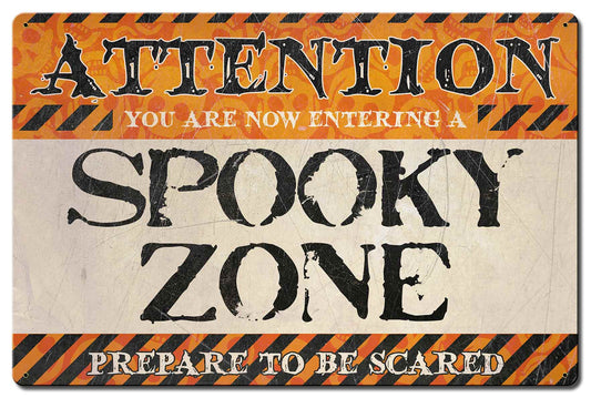 Spooky Zone Vintage Sign, Halloween, Metal Sign, Wall Art, 24 X 16 Inches