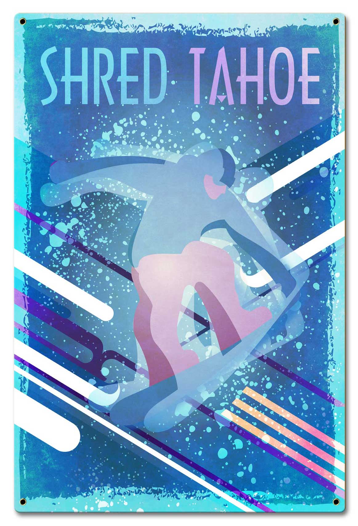 Shred Tahoe Vintage Sign, Travel, Metal Sign, Wall Art, 16 X 24 Inches