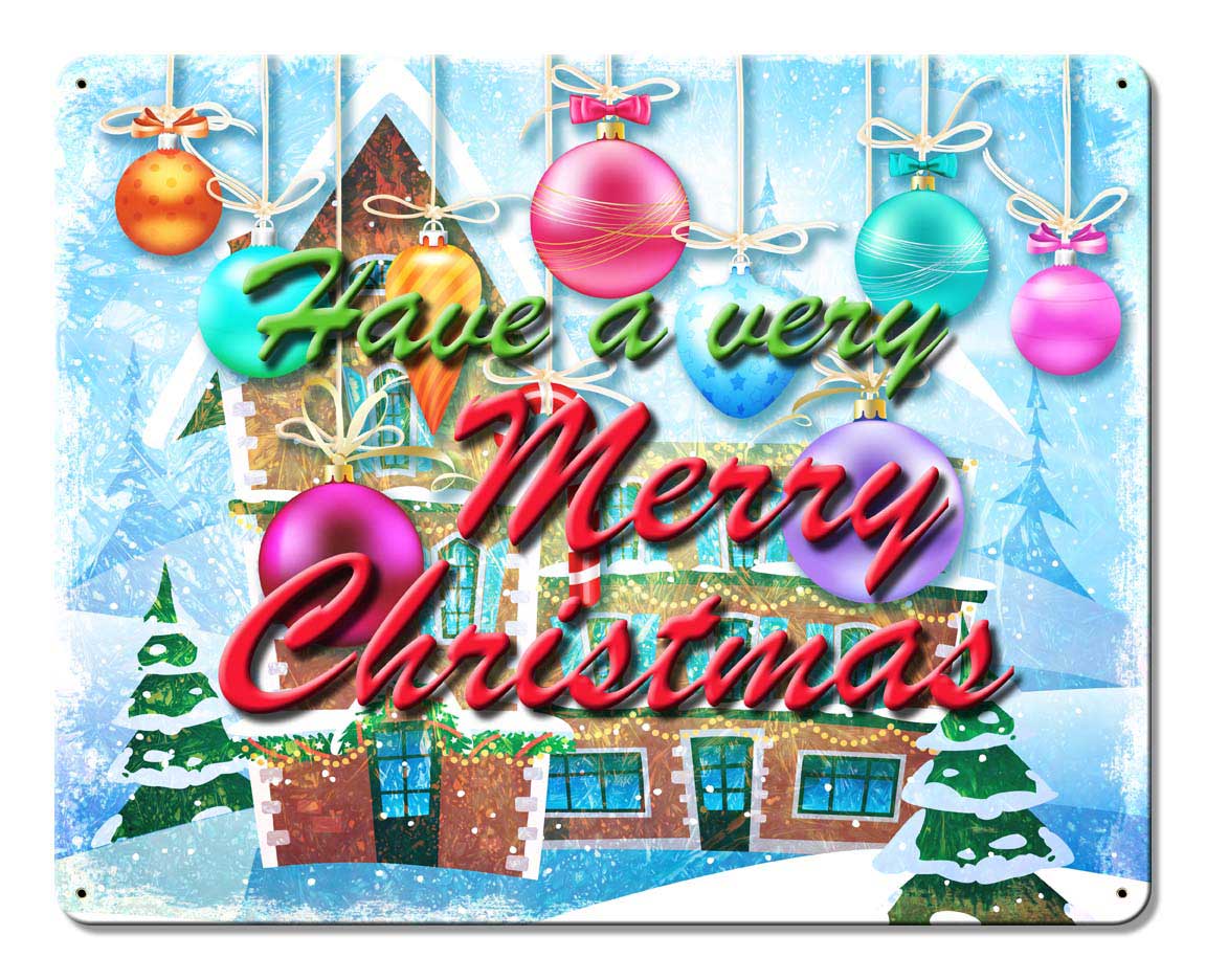 Have A Merry Christmas Vintage Sign, Seasonal, Metal Sign, Wall Art, 15 X 12 Inches