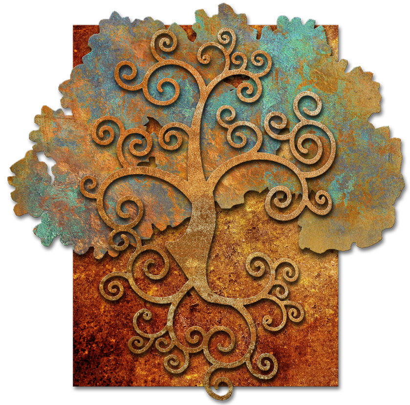 RB254 - 3-D TREE OF LIFE ORGANIC, Ralph Burch, Metal Sign, Wall Art, 23 X 23 Inches