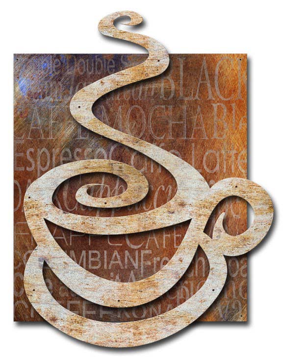 Coffee Cup 3D 40x27 Vintage Sign, Oil & Petro, Metal Sign, Wall Art, 31 X 40 Inches