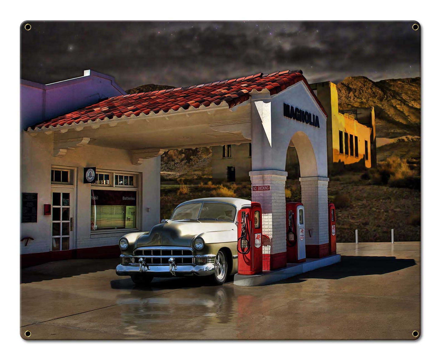 RRS041 - LONESOME TOWN Vintage Sign, Automotive, Metal Sign, Wall Art, 20 X 16 Inches
