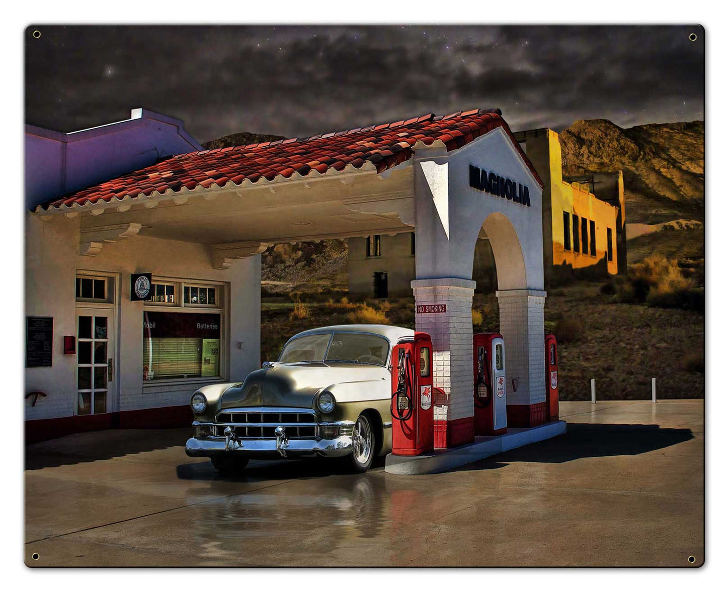 Lonesome Town Vintage Sign, Automotive, Metal Sign, Wall Art, 30 X 24 Inches