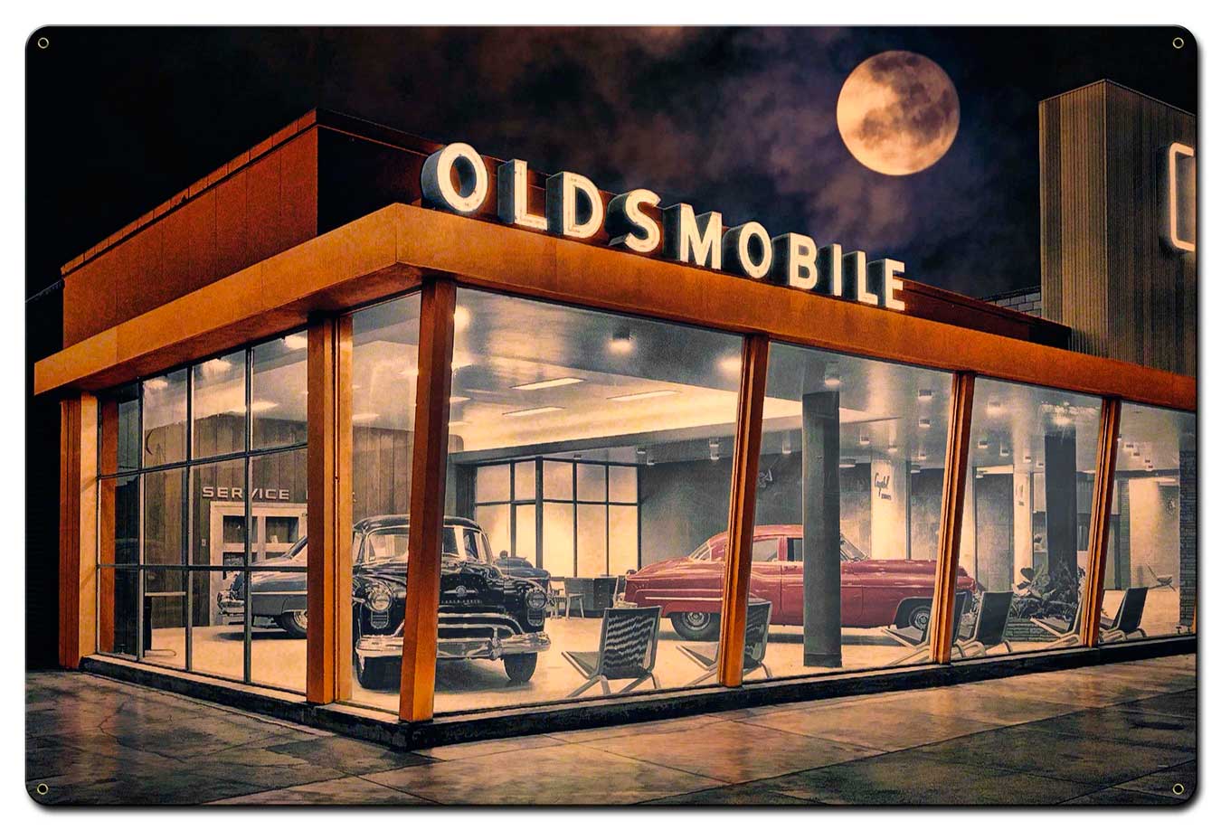 The Future Is Oldsmobile Vintage Sign, Automotive, Metal Sign, Wall Art, 36 X 24 Inches