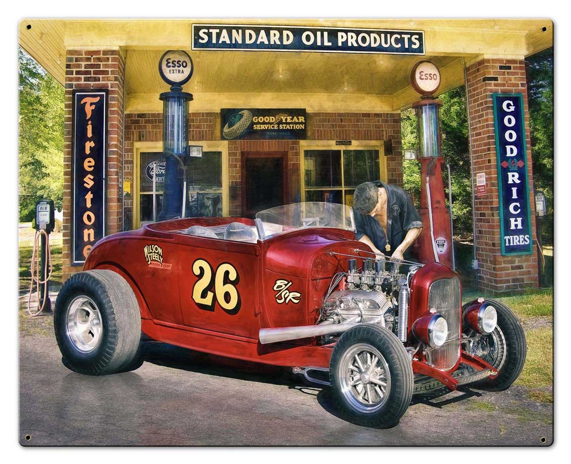 Tinkering Vintage Sign, Automotive, Metal Sign, Wall Art, 30 X 24 Inches