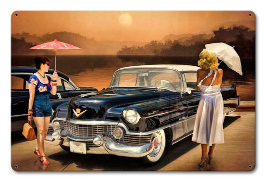 Women Love The Cadillac Philosophy Vintage Sign, Automotive, Metal Sign, Wall Art, 18 X 12 Inches