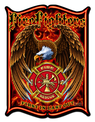 Firefighters Vintage Sign, Other, Metal Sign, Wall Art, 24 X 33 Inches