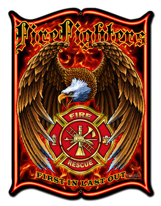 Firfighters Vintage Sign, Other, Metal Sign, Wall Art, 18 X 24 Inches
