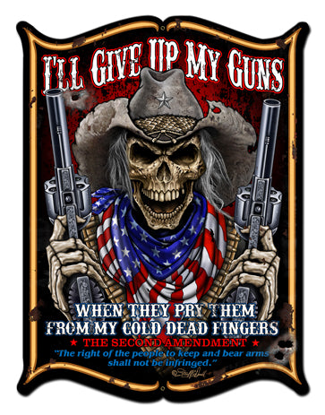 I'll Give Up My Guns Vintage Sign, Other, Metal Sign, Wall Art, 24 X 33 Inches