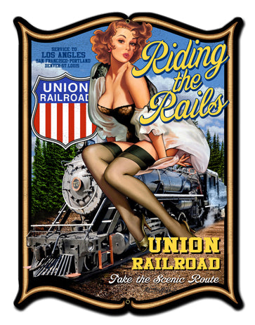 Riding The Rails Vintage Sign, Other, Metal Sign, Wall Art, 18 X 24 Inches