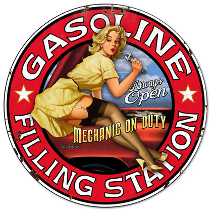 Filling Station Vintage Sign, Other, Metal Sign, Wall Art, 14 X 14 Inches