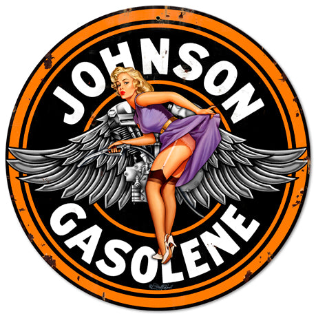Johnson Gas Vintage Sign, Oil & Petro, Metal Sign, Wall Art, 14 X 14 Inches