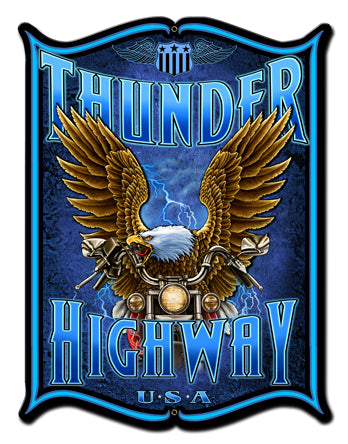 Thunder Hwy Vintage Sign, Other, Metal Sign, Wall Art, 18 X 24 Inches