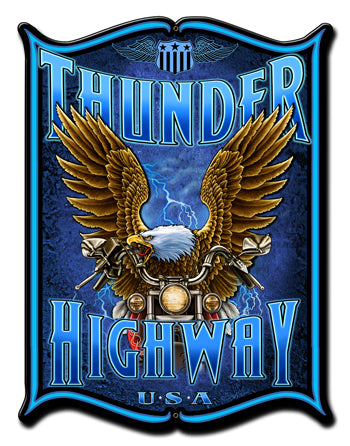 Thunder Hwy Vintage Sign, Other, Metal Sign, Wall Art, 14 X 19 Inches