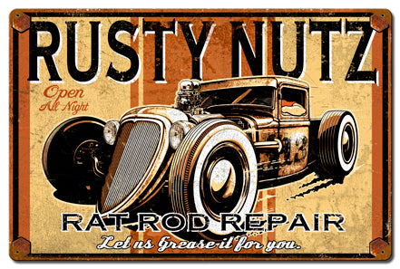 Rusty Nutz Vintage Sign, Other, Metal Sign, Wall Art, 24 X 16 Inches