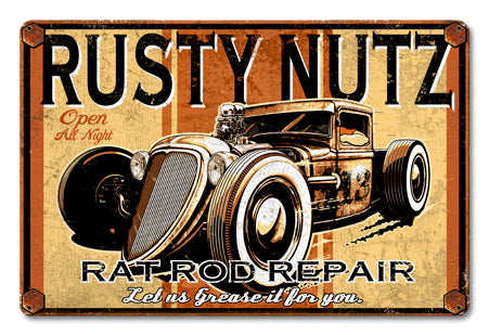 Rusty Nutz Vintage Sign, Other, Metal Sign, Wall Art, 18 X 12 Inches