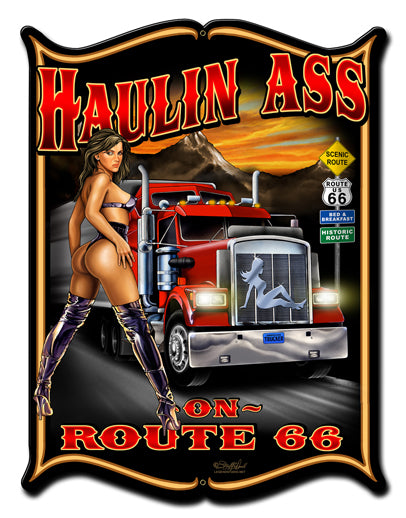 Haulin Ass Vintage Sign, Other, Metal Sign, Wall Art, 14 X 19 Inches