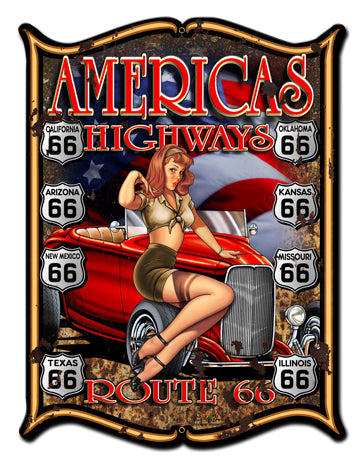 America's Highways Vintage Sign, Other, Metal Sign, Wall Art, 18 X 24 Inches