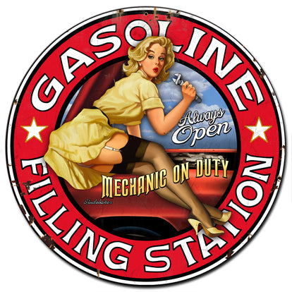 Filling Station Vintage Sign, Other, Metal Sign, Wall Art, 24 X 24 Inches