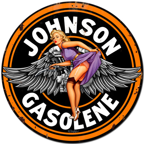 Johnson Gas Vintage Sign, Oil & Petro, Metal Sign, Wall Art, 30 X 30 Inches