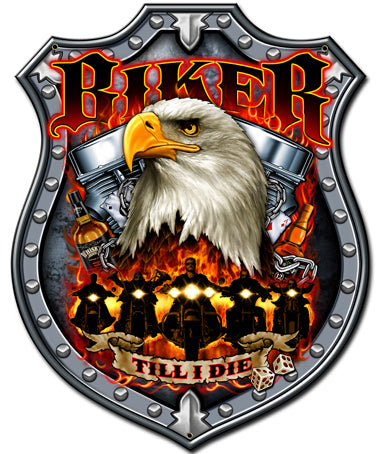 Biker Till I Die Vintage Sign, Other, Metal Sign, Wall Art, 18 X 24 Inches