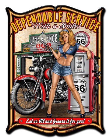 Dependable Service Vintage Sign, Other, Metal Sign, Wall Art, 14 X 19 Inches